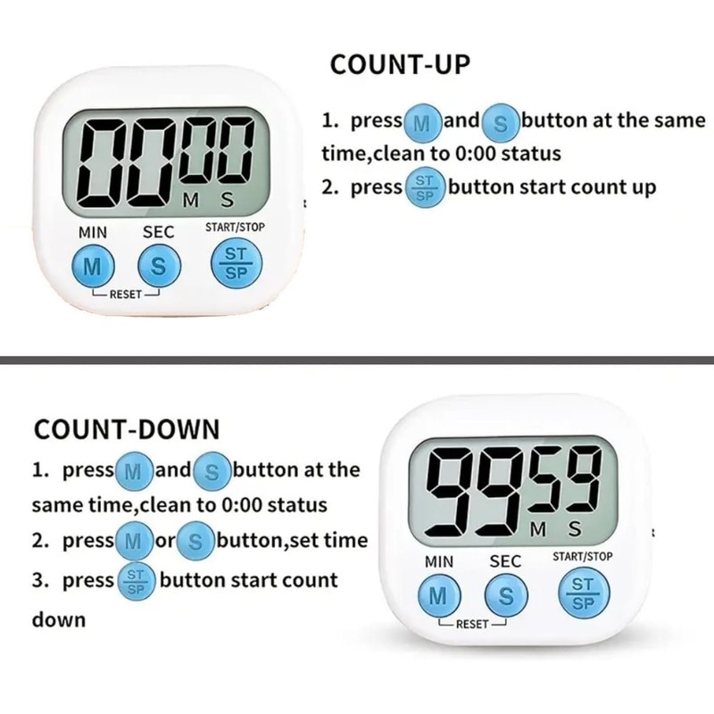 VINPAM Digital Kitchen Timer with Magnetic Back, Vertical Stand, and