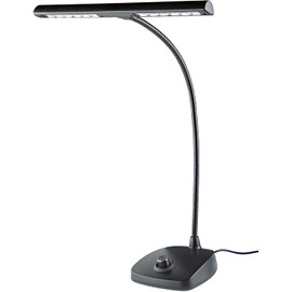 K&M Konig & Meyer 12298.090.55 Piano Lamp | Sturdy Music Light to Prevent Eye Strain | 3000 K, 12 LEDs, 2500 Lux and Variable Dimmer | 16.338" Gooseneck with Stable Stand for Optimum Position | Black