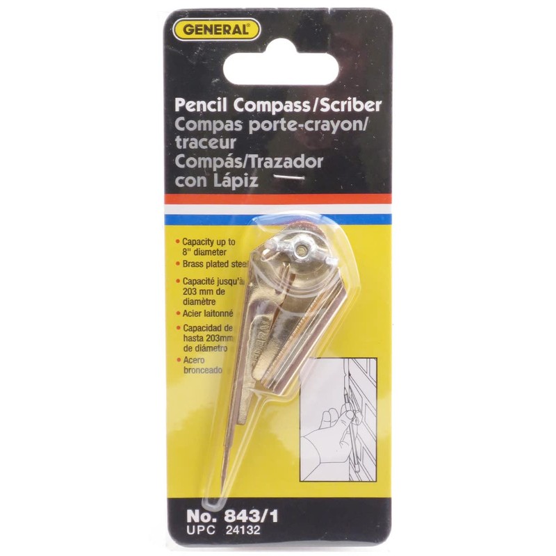General Tools 843/1 Pencil Compass and Scriber, 8 Inch Diameter