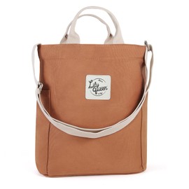 Lily queen Women Canvas Tote Handbags Casual Shoulder Work Bag Crossbody (Brown Sugar)