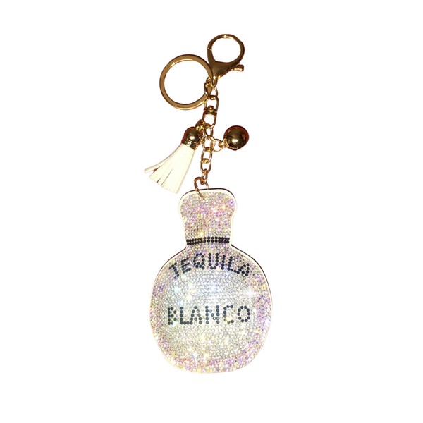 Popfizzy Handmade Tequila Keychain for Women, Rhinestone Tequila Purse Charms,