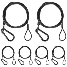 jindaaudio Lighting Safety Cable with Loops(6-Pack), 25kg Load Stage Light Safety Cable Black Security Chain Hanging on Trusses, Stainless Steel Lanyard（Diameter 2mm/0.08in, Length 100cm/39.37in)