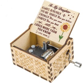 I Love You to the Moon and  Music Box Christmas  for Daughter Son Mom Dad, Birthday Anniversary for Grandma Granddaughter Hand Crank Musical Box - Color: To My Daughter