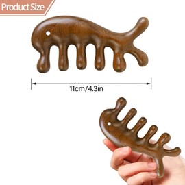 Wooden Scalp Massager, Sandalwood Wide Tooth Comb, Acupressure Tool for Face and Body