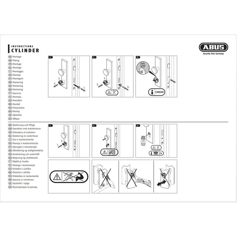 ABUS EC550 Profile Double Cylinder Length (A/B) 45/45 mm (C