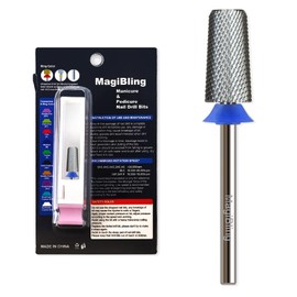 MagiBling Professional Nail Drill Bits, Tungsten Carbide Cross Cut Tapered Barrel 3/32'' Safety Bits, Left and Right Hand Use, Remove Gel Fast, Manicure Pedicure Cuticle Gel Polishing, Medium.