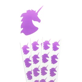 Royal Green Unicorn Birthday Party Stickers for Decoration, Scrapbooking, Arts and Crafts 2 inch (50mm) in Pastel Purple - 40 Pack