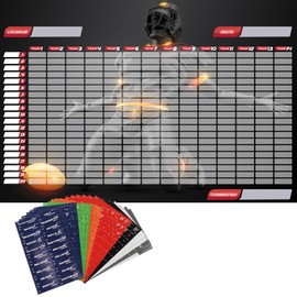VOOVOO Extra Large Fantasy Football Draft Board 2025-2026 Kit, 6 * 4 Ft Premium Color Waterproof Fantasy Draft Board - 14 Teams 20 Rounds, Include 480+ Labels (Top Rookie Sticker), Blank Stickers