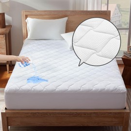 SONIVE Cover Thin Mattress Protector 90 x 200 cm Waterproof, Oeko-Tex Certified Mattress Topper Breathable, Mattress Topper for Mattresses and Box Spring Bed up to 38 cm, White