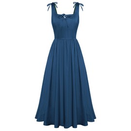 Scarlet Darkness Women's Renaissance Dress 2025 Summer Dresses Corset Midi Dress Deep Blue L