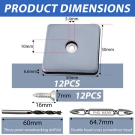 TXErfolg Teflon Gliders for Screwing 12 Pieces 50 mm Teflon Gliders Square Furniture Gliders with 12 Stainless Steel Screws 2 Drill Floor Gliders Furniture Glides Set Effective Protection of Your