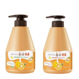 WELCOS WELCOS Kwailnara Yuzu Milk Body Lotion & Body Wash Set C Brightening & Moisturizing Korean Skincare Set with Yuzu Extract, 560g / 19.75oz Each