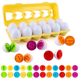 dellyy Montessori Toy, Toy Eggs, Eggs Toy for Children, Montessori Learning Toy Colours and Shapes, for Christmas, Birthday Party, Easter Gifts, Children's Day (Number)