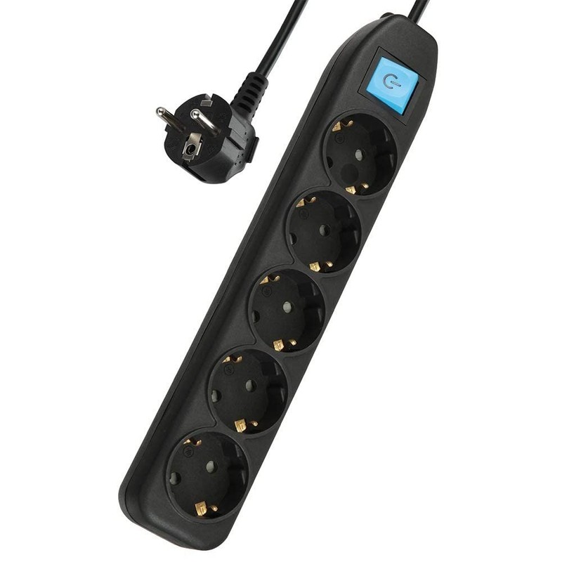 Electraline 62267 Power Strip 5-Way with Switch, Cable 1.5 m
