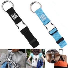 runrayay 2PCS Heavy Duty Add a Bag Luggage Straps Jacket Gripper, Luggage Tag Suitcase Carry-on Luggage Belt Baggage Suitcase Straps Belts Travel Accessories (Blue & Black)
