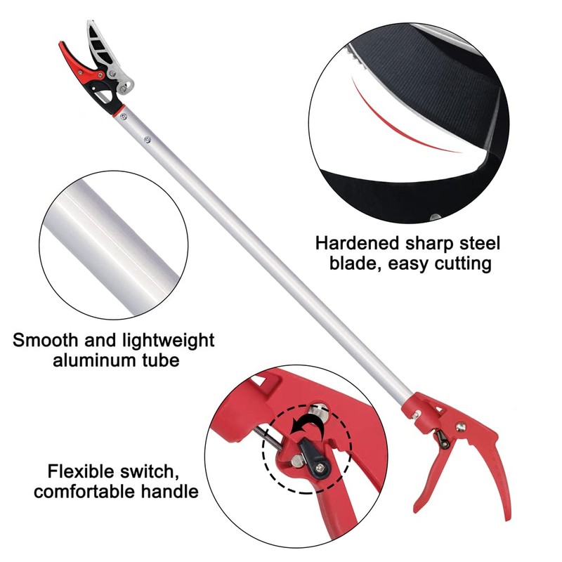 32-Inch Cut and Hold Pruners, Long-Reach Tree Pruner with Rotating