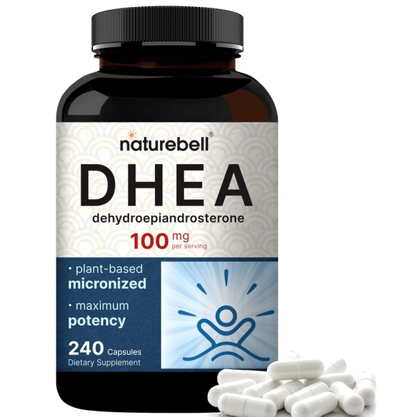 NatureBell DHEA 100mg, 240 Capsules | Extra Strength, Micronized Grade for Better Absorption, Supports Energy Level, Metabolism and Healthy Aging for Men and Women, No GMOs and Made in U.S.A