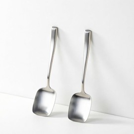 Square Head Serving Spoons – Heavy Duty 18/10 Stainless Steel, Brushed Finish, Thick & Bend-Resistant Handle – for Buffet,family reunions,Dishwasher Safe – Set of 2, 9.57 Inch