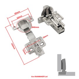 LOOTICH 95 Degree Full Overlay 40mm Soft Close Hinges with Hydraulic Damper for Kitchen Cabinet Cupboard Wardrobe Heavy Thick Door Hinges with Cushioning Buffering Mechanism Pack of 8