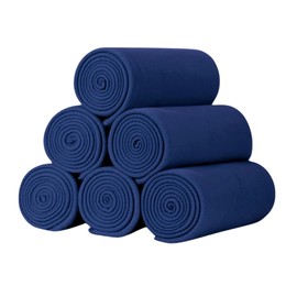 CZFZTXL Fleece Blanket Bulk Pack of 6 Cozy Fleece Throw Blankets 50x60 Warm Soft Lightweight Breathable Pet-Friendly for Decorative Bed Sofa Wedding Gifts Camping (Navy)