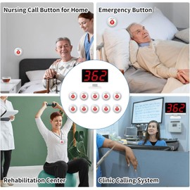 SavvyMate Emergency Call Buttons with 15 Alert Call Buttons -1000FT, Wireless Call Bell for Eelderly with 1 Display Receiver,Caregiver Pager Calling System for Medical Clinic Nurses Station