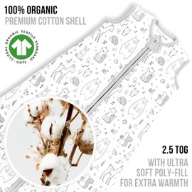 Mama Cheetah Baby Sleep Sack 2.5 TOG, Winter Baby Sleeping Bag with 2-Way Zipper, Organic Cotton Transition Wearable Blanket for Boy Girl Infant Toddler, 12-18 Months