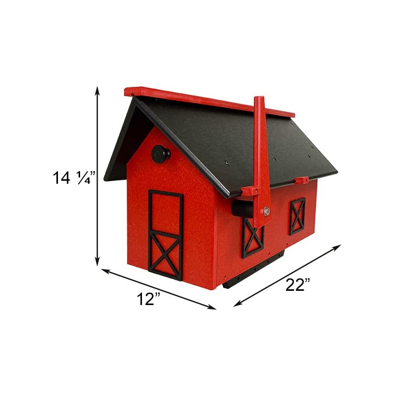 Amish Made Recycled Plastic Mailbox, Black and Red, by Prime