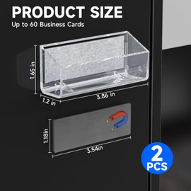 Acrylic Magnetic Business Card Holder, Wall Mount Name Card Holder, Office Calling Cards Display Stand, Visiting Cards Desktop Organizer for Wall Mount or Place on Desk, Fits 40-60 Business Cards (4)