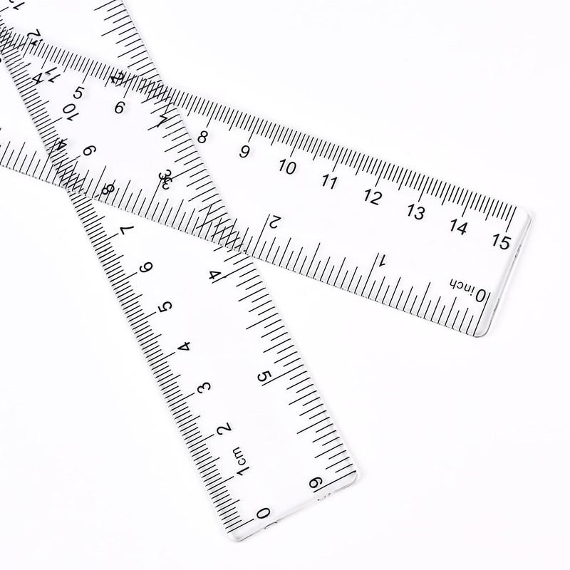 Unjoo Clear Plastic Ruler 6 Inch Straight Rulers, Shatterproof Ruler