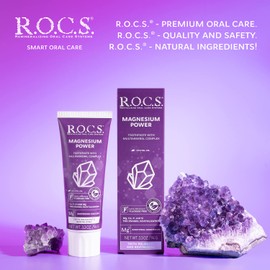R.O.C.S. Toothpaste - Mineralin Complex with Calcium Bromelain, Xylitol - Teeth Enamel Strengthening, Plaque Prevention - Dental Care and Protection (Magnesium, Pack of 1)