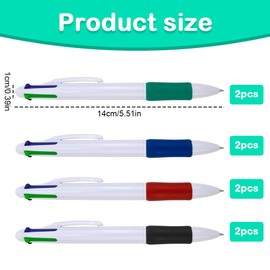AKSIQIOL 8PCS 4-Color Retractable Pen Set, All-in-One Ballpoint Pens with Green, Blue, Red, Black Ink, Multi-Colored Writing Pens for Office, School, Stationery, and Gifts for Students & Teachers