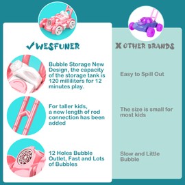 2024 New Models Bubble Lawn Mower Toddler Toys - Bubble Machine Summer Outdoor Toys, Automatic Bubble Mover Push Toy for Age 3+ Year Old Preschool Baby Boys Girls Birthday Gifts (Pink)