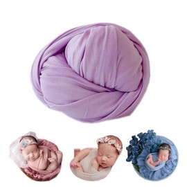 Coberllus Newborn Baby Photo Props Blanket Stretch Without Wrinkle Wrap Swaddle for Boys Girls Photography Shoot (Purple)