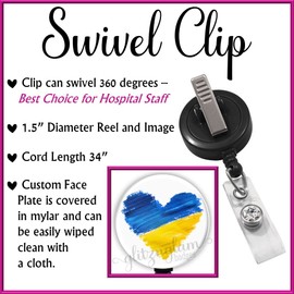 Ukraine Retractable ID Badge Holder Reel, Stand with Ukraine Badge Reel, Support Ukraine Badge Tag Holder, Ukrainian Lanyard, Carabiner, Stethoscope Tag - GG6082