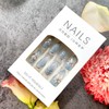 CJDLTS Almond Tip Press on Nail Medium Length Silver Lines