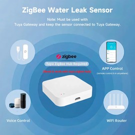 Zigbee Water Leak Sensor, Require Zigbee Hub, Tuya Water Leak Detector for Alarm System and Smart Home Automation for Kitchen Bathroom Work with Alexa Google Home (1)