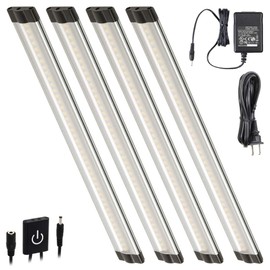 Lightkiwi Dimmable LED Under Cabinet Lighting 3 Panel Kit, 12 Inches Each, Warm White (3000K), 9 Watt, 24VDC, Hand Wave Activated Dimmer Switch & All Accessories Included, UL Listed