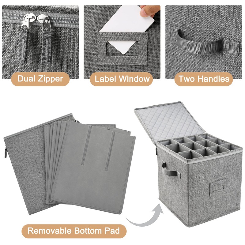 LotFancy Champagne Flute Storage Container, Hard Shell, Stackable, 12" Tall