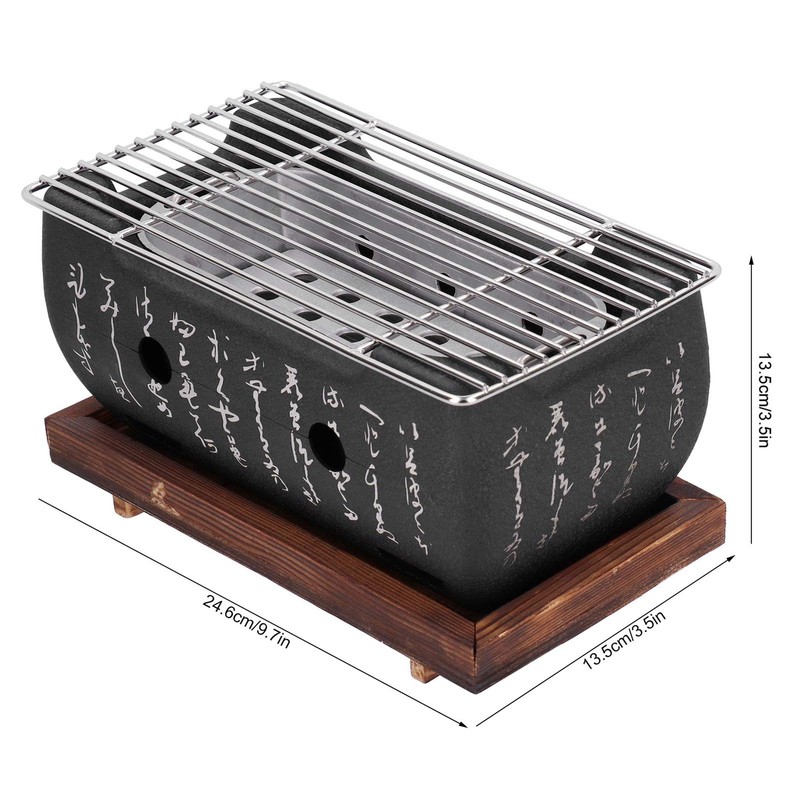 Pwshymi Japanese BBQ Grill, Portable Food Charcoal Stove BBQ Plate