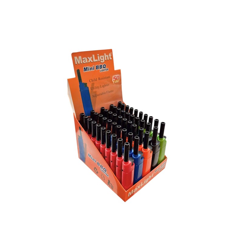 Refillable BBQ Grill Lighter, 50-Pack, Long Butane Gas Lighters for