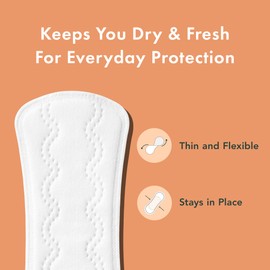 Rael Panty Liners for Women, Organic Cotton Cover - Long Pantiliners, Light Absorbency, Unscented, Chlorine Free (Long, 80 Count)