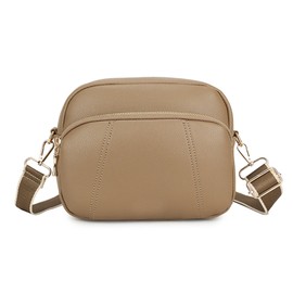 TECPEX Crossbody Bags for Women Ladies Camera Cross Body Bag with Adjustable Wide Strap and Multi Zip for Travel Shopping Work Daily Use (Khaki)