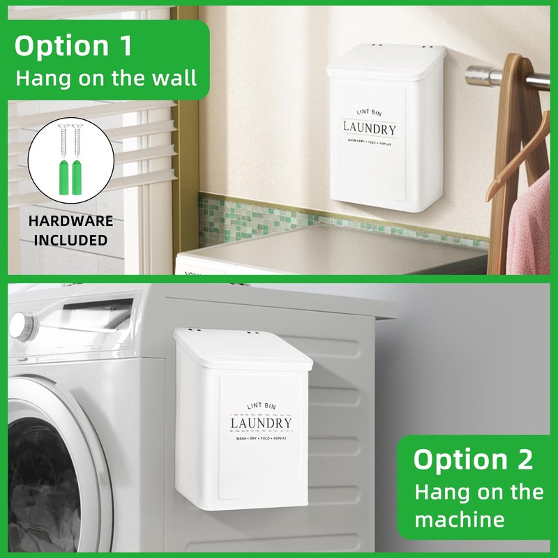 Candco Magnetic Lint Bin for Laundry Room, Metal Lint Container