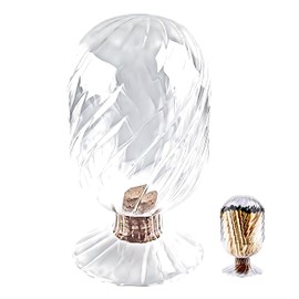 Winecraft Empty 8oz Glass Helix Spiral Cloche Jar | Holds Cotton Swabs, Toothpicks, Etc. | Decorative Upside Down Match Clotch Holder for Candle Display