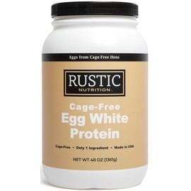 Rustic Nutrition, Cage-Free Egg White Protein Powder, Made in USA from Humanely-Raised Cage-Free Eggs, Only 1 Ingredient, Dried Egg Whites (Unflavored, 48 Oz)
