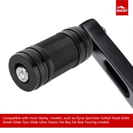 KICRY Motorcycle Shifter Peg Shift Lever Black/Chrome CNC Billet Foot Pegs Compatible with Harley Davidson Sportster Touring Softail Street Glide Road Dyna (Black-C,2pcs)