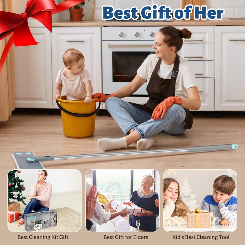 3-in-1 Detachable Broom and Mop Set Combo for House Cleaning,