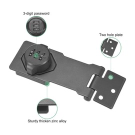 M METERXITY Keyless Combination Lock, 4.3" Zinc Alloy Mechanical Password Twist Knob Hasp Locks Latch, 90/180 Degree Barn Door Lock for Cabinet/Closet/Garage/Drawers/Garden/Bathroom [Gray]