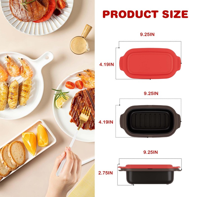 Microwave Grill Pan with Lid for Grilling, Browning, and Crisping