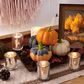 LETINE Silver Votive Candle Holders Set of 36 - Speckled Mercury Silver Glass Candle Holder Bulk - Ideal for Halloween & Thanksgiving Decorations Indoor，Wedding Centerpieces，Home Decor